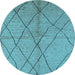 Round Solid Light Blue Modern Rug, urb1225lblu