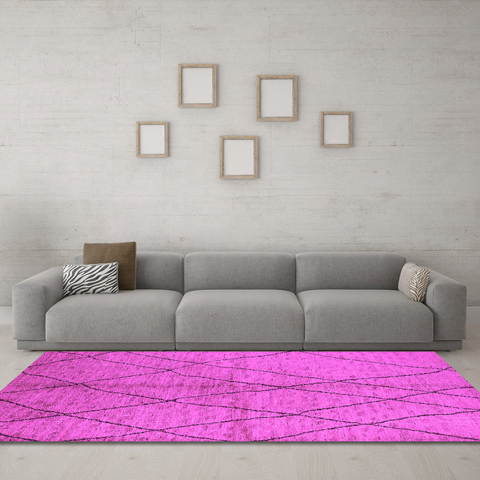 Machine Washable Solid Pink Modern Rug in a Living Room, wshurb1225pnk