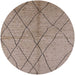 Round Mid-Century Modern Dark Almond Brown Solid Rug, urb1225