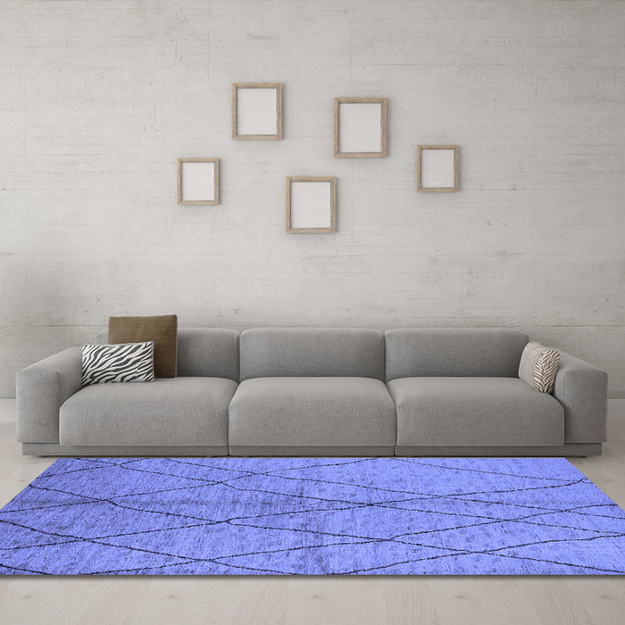 Machine Washable Solid Blue Modern Rug in a Living Room, wshurb1225blu