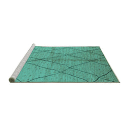 Sideview of Machine Washable Solid Turquoise Modern Area Rugs, wshurb1225turq