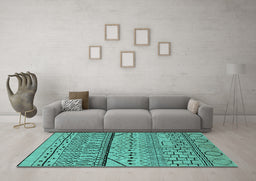 Machine Washable Solid Turquoise Modern Area Rugs in a Living Room,, wshurb1226turq