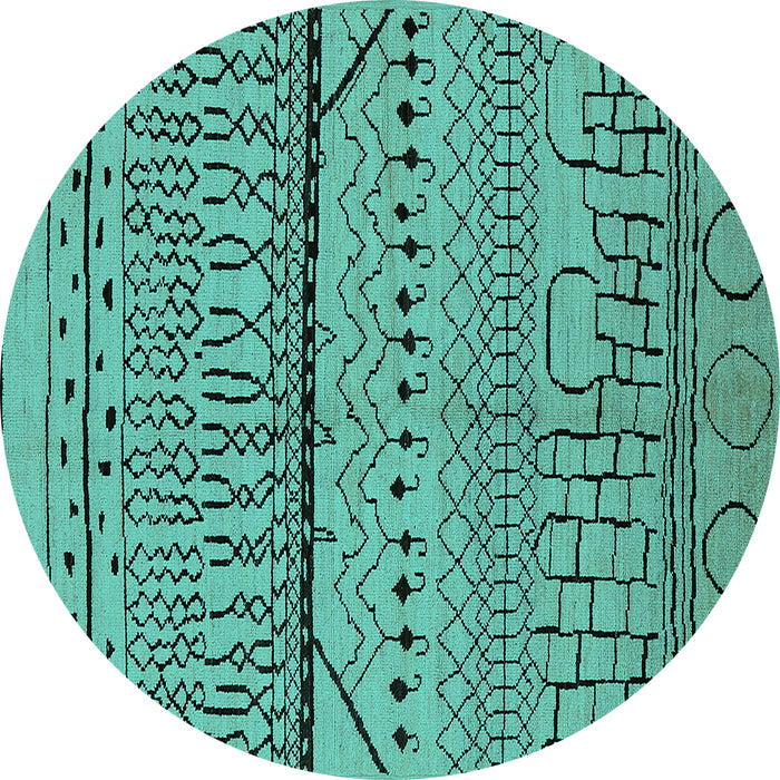 Round Solid Turquoise Modern Rug, urb1226turq