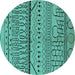 Round Solid Turquoise Modern Rug, urb1226turq