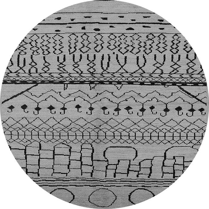 Round Machine Washable Solid Gray Modern Rug, wshurb1226gry