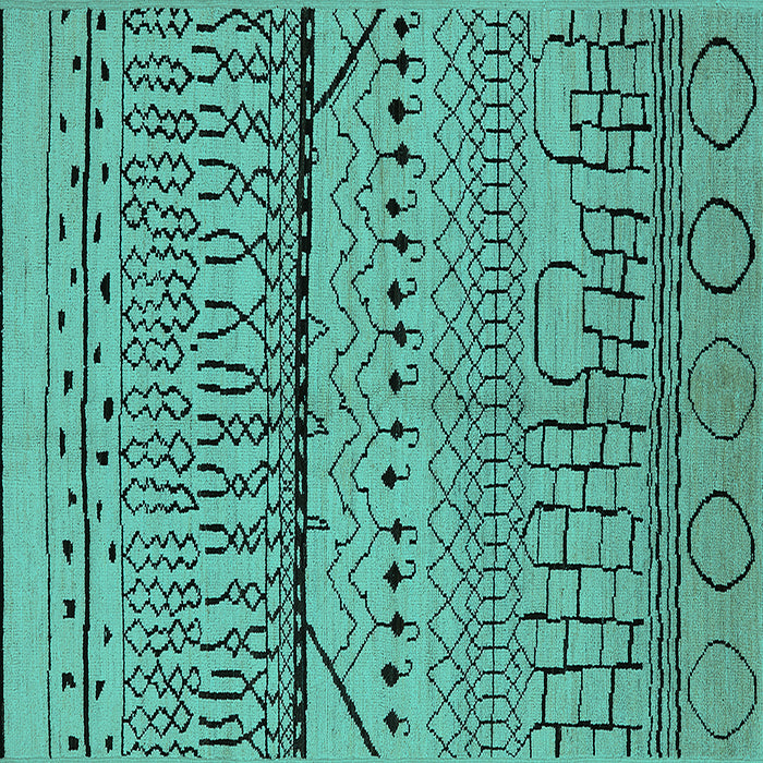 Square Machine Washable Solid Turquoise Modern Area Rugs, wshurb1226turq