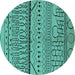 Round Machine Washable Solid Turquoise Modern Area Rugs, wshurb1226turq