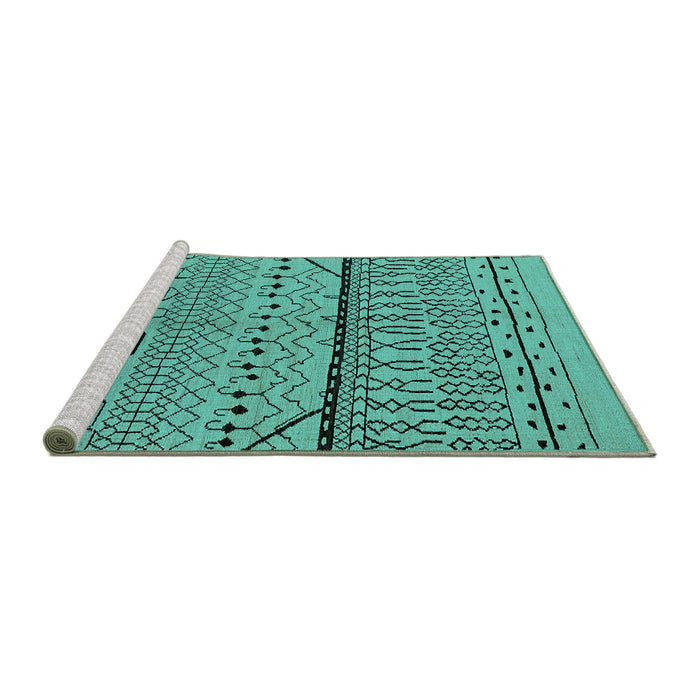 Sideview of Machine Washable Solid Turquoise Modern Area Rugs, wshurb1226turq