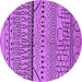 Round Machine Washable Solid Purple Modern Area Rugs, wshurb1226pur