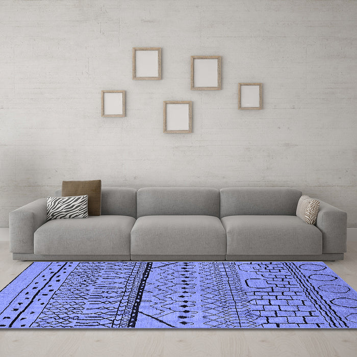 Machine Washable Solid Blue Modern Rug in a Living Room, wshurb1226blu