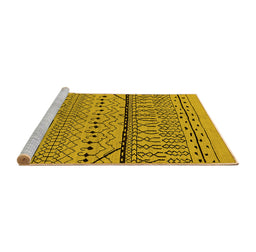 Sideview of Machine Washable Solid Yellow Modern Rug, wshurb1226yw