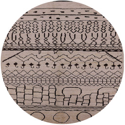 Round Mid-Century Modern Brown Solid Rug, urb1226