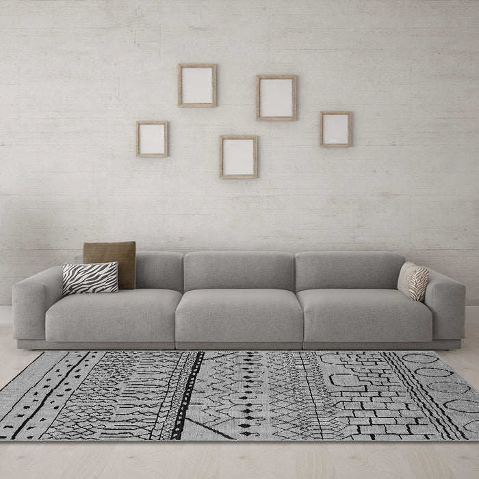 Machine Washable Solid Gray Modern Rug in a Living Room,, wshurb1226gry