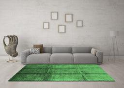 Machine Washable Oriental Emerald Green Industrial Area Rugs in a Living Room,, wshurb1227emgrn
