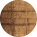 Round Oriental Brown Industrial Rug, urb1227brn