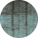 Round Oriental Light Blue Industrial Rug, urb1227lblu