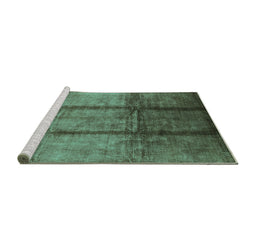 Sideview of Machine Washable Oriental Turquoise Industrial Area Rugs, wshurb1227turq