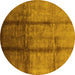 Round Oriental Yellow Industrial Rug, urb1227yw