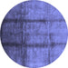 Round Oriental Blue Industrial Rug, urb1227blu