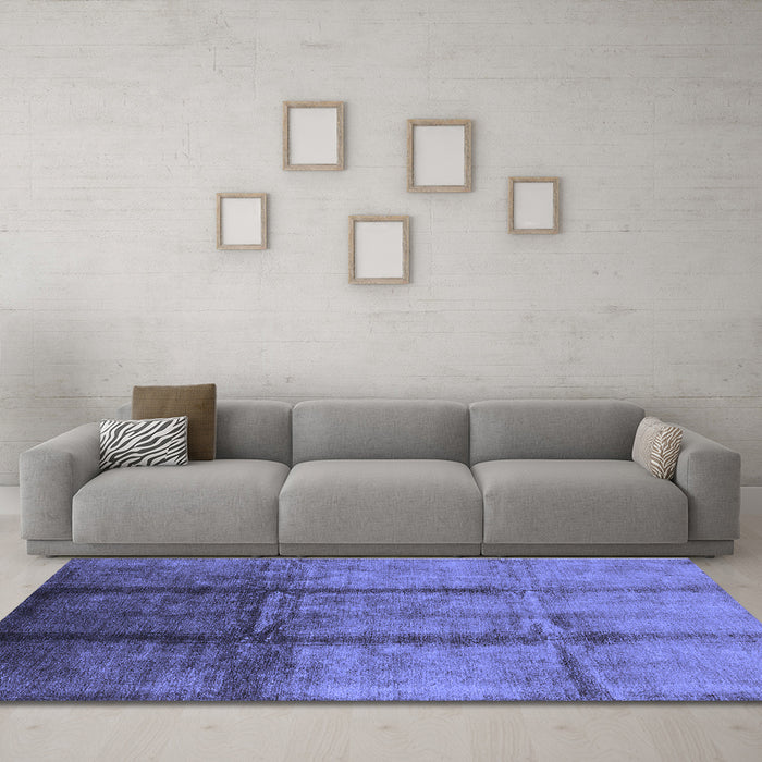 Machine Washable Oriental Blue Industrial Rug in a Living Room, wshurb1227blu