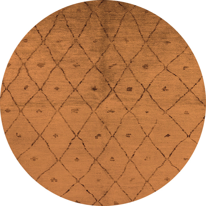 Round Machine Washable Solid Orange Modern Area Rugs, wshurb1228org