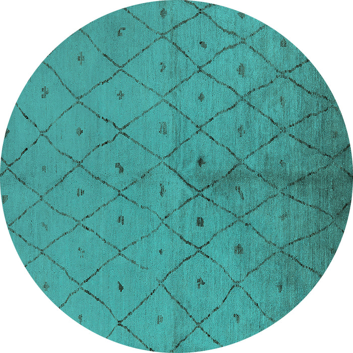 Round Solid Turquoise Modern Rug, urb1228turq