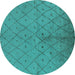 Round Solid Turquoise Modern Rug, urb1228turq