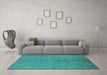 Machine Washable Solid Turquoise Modern Area Rugs in a Living Room,, wshurb1228turq