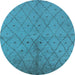 Round Machine Washable Solid Light Blue Modern Rug, wshurb1228lblu