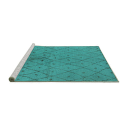 Sideview of Machine Washable Solid Turquoise Modern Area Rugs, wshurb1228turq