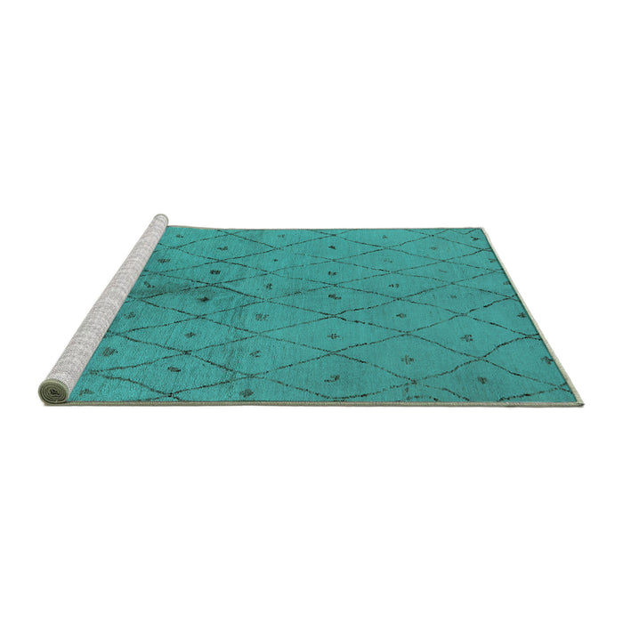 Sideview of Machine Washable Solid Turquoise Modern Area Rugs, wshurb1228turq