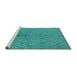 Sideview of Machine Washable Solid Turquoise Modern Area Rugs, wshurb1228turq