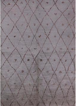 Mid-Century Modern Mauve Taupe Purple Solid Rug, urb1228