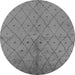 Round Machine Washable Solid Gray Modern Rug, wshurb1228gry