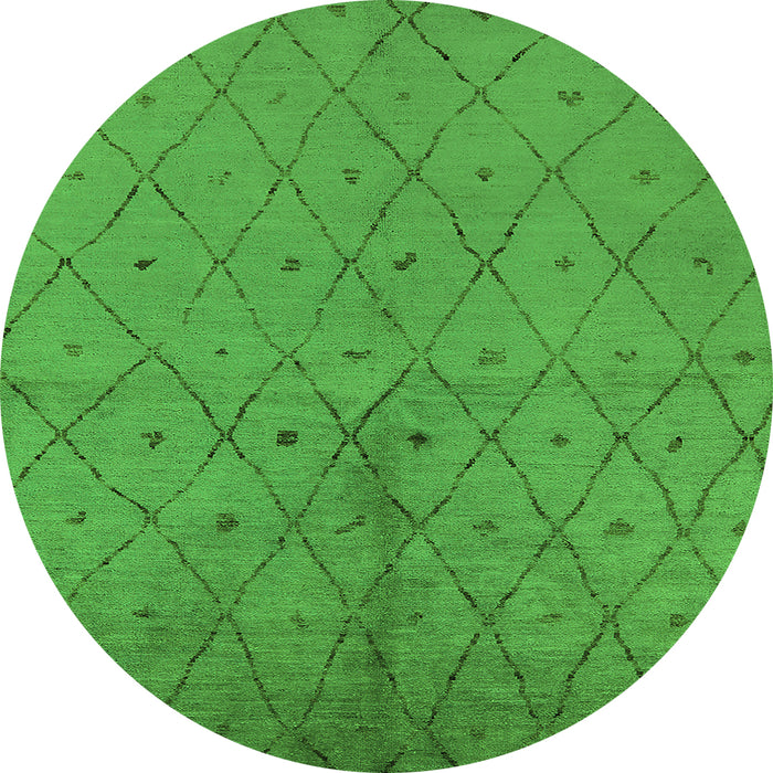 Round Solid Green Modern Rug, urb1228grn