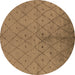 Round Machine Washable Solid Brown Modern Rug, wshurb1228brn