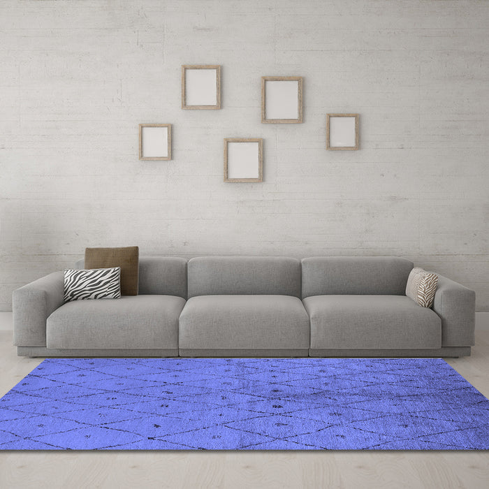 Machine Washable Solid Blue Modern Rug in a Living Room, wshurb1228blu