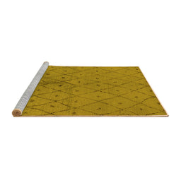 Sideview of Machine Washable Solid Yellow Modern Rug, wshurb1228yw