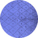 Round Solid Blue Modern Rug, urb1228blu