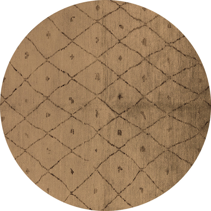 Round Solid Brown Modern Rug, urb1228brn