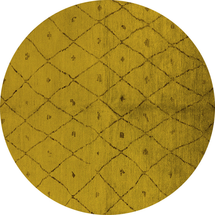 Round Solid Yellow Modern Rug, urb1228yw