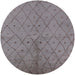 Round Mid-Century Modern Mauve Taupe Purple Solid Rug, urb1228