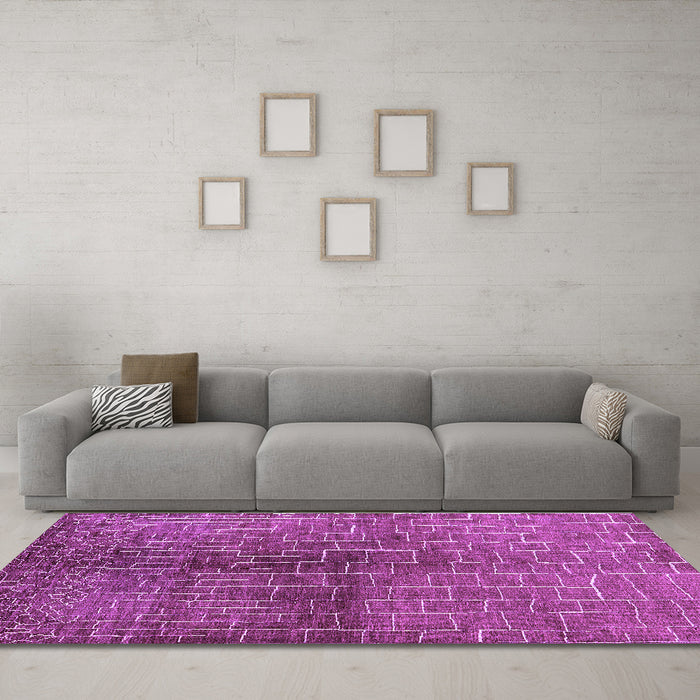 Machine Washable Solid Purple Modern Area Rugs in a Living Room, wshurb1229pur
