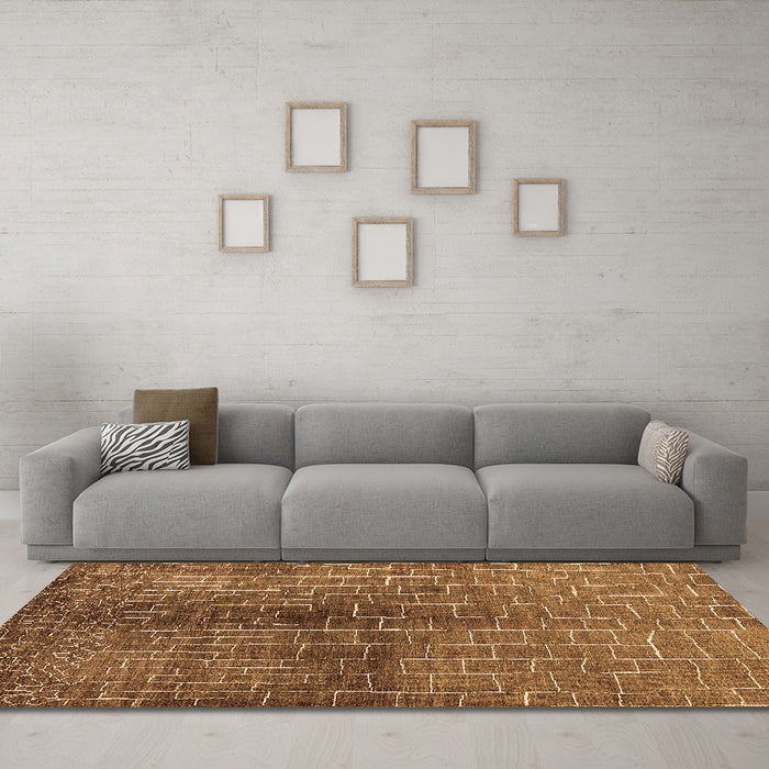 Machine Washable Solid Brown Modern Rug in a Living Room,, wshurb1229brn