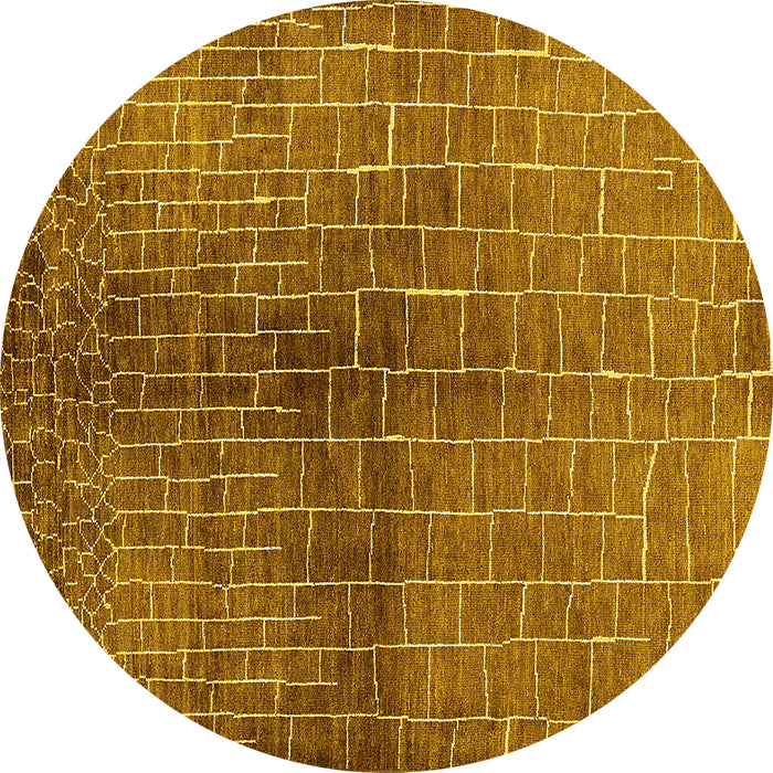 Round Machine Washable Solid Yellow Modern Rug, wshurb1229yw