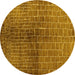 Round Machine Washable Solid Yellow Modern Rug, wshurb1229yw