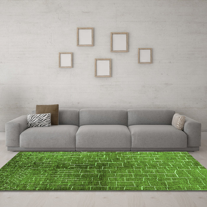 Machine Washable Solid Green Modern Area Rugs in a Living Room,, wshurb1229grn