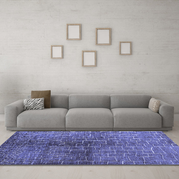 Machine Washable Solid Blue Modern Rug in a Living Room, wshurb1229blu