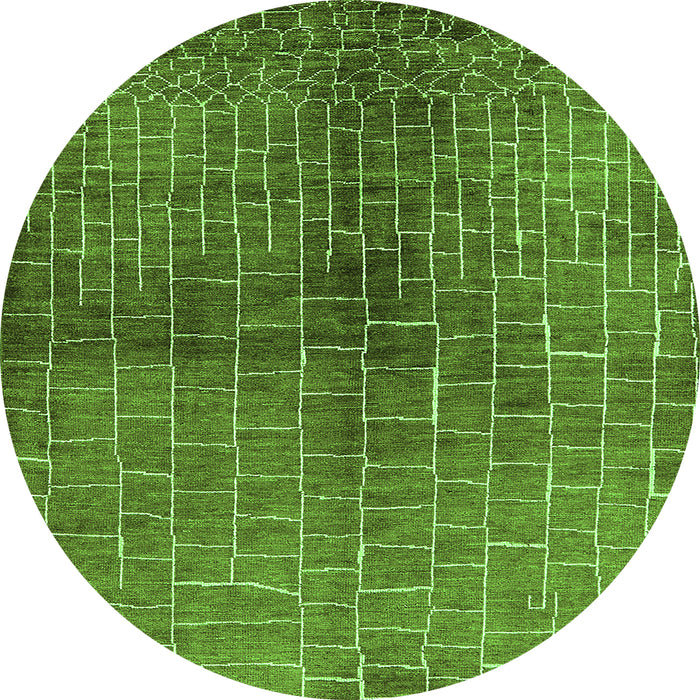 Round Solid Green Modern Rug, urb1229grn