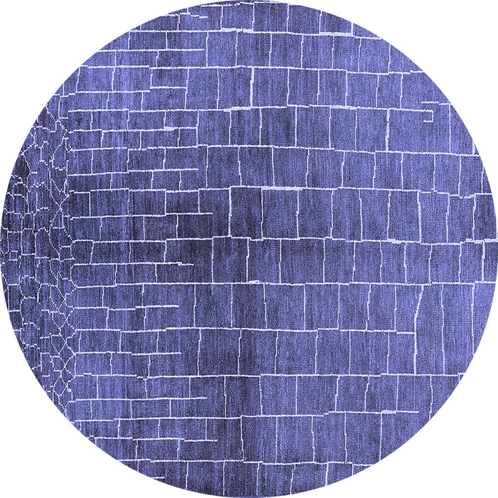 Round Machine Washable Solid Blue Modern Rug, wshurb1229blu